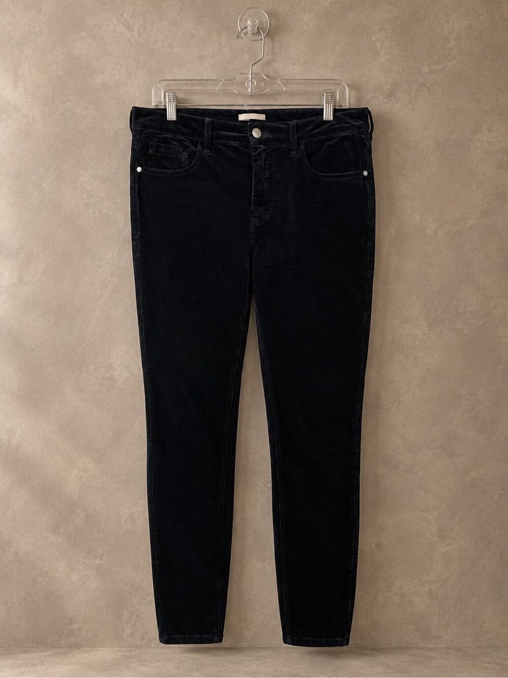 PILCRO Size 30 Anthropologie Deep Navy Blue Velvet Corduroy Skinny Pants